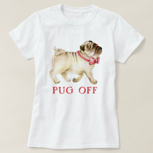 Schattigee leuke pug off whimsy pug waterverf kuns t-shirt