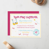 Schattigee Leuke Tand Sprookje Certificaat Roze Kl Notitiekaartje (Voorkant / Achterkant in situ)