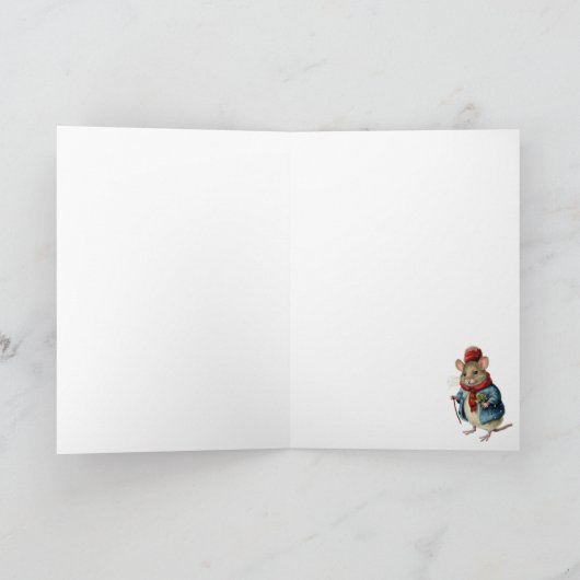 Schattigee Leuke Waterverf Kerstmuis Feestdagen Kaart (Binnen)