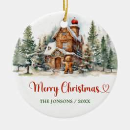 Schattigee leuke waterverf peperkoek winterbos keramisch ornament