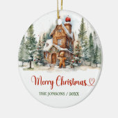 Schattigee leuke waterverf peperkoek winterbos keramisch ornament (Links)