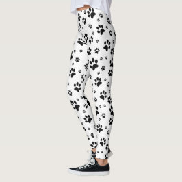 Schattigee Leuke Zwart & Wit Paw Print Leggings