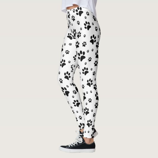 Schattigee Leuke Zwart & Wit Paw Print Leggings (Links)