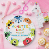 Schattigee levendige kleine monsters 1e verjaardag papieren bordje (Feest)