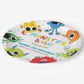 Schattigee levendige kleine monsters 1e verjaardag papieren bordje (Gekanteld)