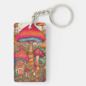 Schattigee Levendige Paddestoel Hut Illustratie Sleutelhanger (achterkant)