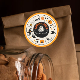 Schattigee levendige Sinaasappel speelse Halloween Ronde Sticker