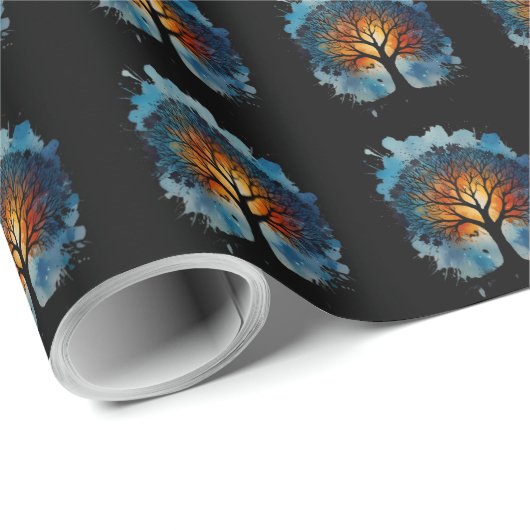 Schattigee levensboom aquarel cadeaupapier (Rol Hoek)