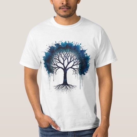 Schattigee levensboom aquarel T-shirt (Voorkant)