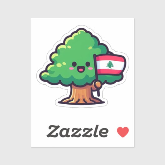 Schattigee Libanese cederboom met vlag Libanon Sticker (Vel)