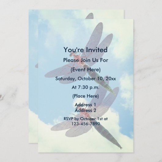 Schattigee Libellen Blue Sky Natuur Party Kaart (Voorkant / Achterkant)