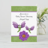 Schattigee Libellen en Bloemen Baby shower uitnodi Kaart (Staand voorkant)
