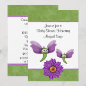 Schattigee Libellen en Bloemen Baby shower uitnodi Kaart (Voorkant / Achterkant)