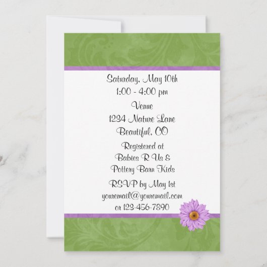 Schattigee Libellen en Bloemen Baby shower uitnodi Kaart (Achterkant)