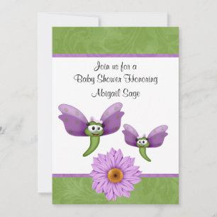 Schattigee Libellen en Bloemen Baby shower uitnodi Kaart