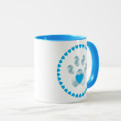 Schattigee lichtblauwe huisdierenpoot met hartjes mok (Voorkant rechts)