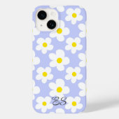 Schattigee lichtblauwe retro madeliefjes op girly Case-Mate iPhone case (Achterkant)