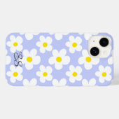 Schattigee lichtblauwe retro madeliefjes op girly Case-Mate iPhone case (Achterkant (horizontaal))
