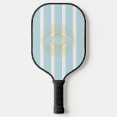 Schattigee lichtblauwe strepen Modern Greek Gold E Pickleball Paddle (Voorkant)