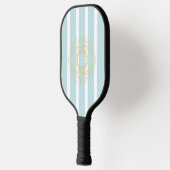 Schattigee lichtblauwe strepen Modern Greek Gold E Pickleball Paddle (Links)