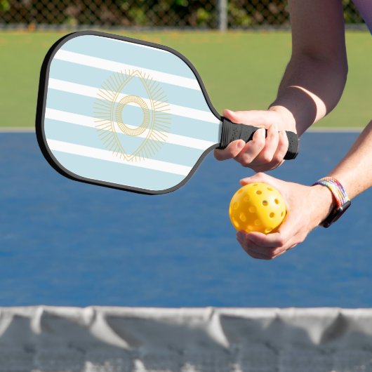 Schattigee lichtblauwe strepen Modern Greek Gold E Pickleball Paddle (Insitu)