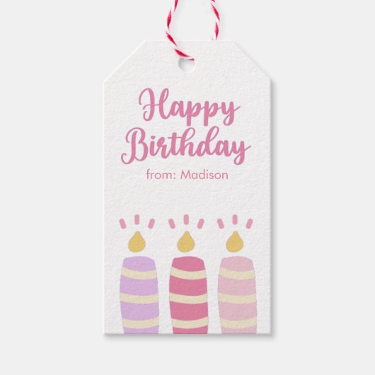 Schattigee lichte kaarsen gepersonaliseerd Happy B Cadeaulabel (Voorkant)