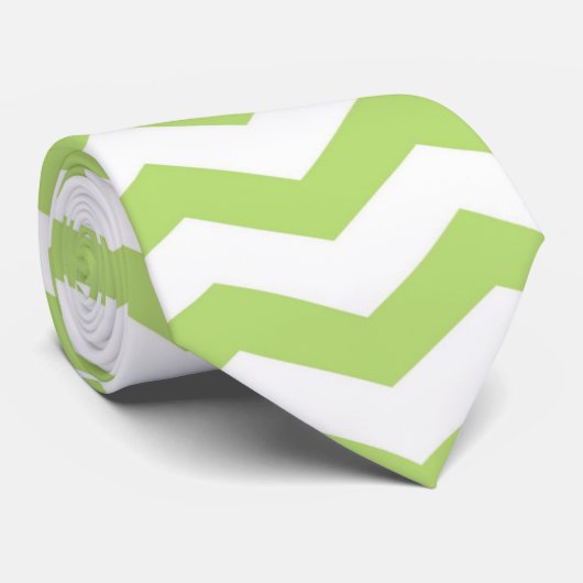 Schattigee Lichte Lime Groene Chevron Strepen Stropdas (Opgerold)