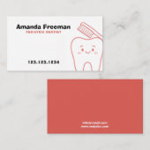 Schattigee Lichte Rode Tand & Borstel Outline Kind Afsprakenkaartje (Voorkant / Achterkant)