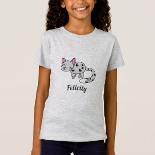 Schattigee Lichtgrijze Sneeuw Lepord Cartoon Teken T-shirt
