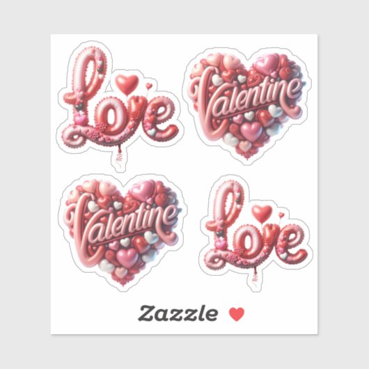 Schattigee Liefde 3d Rode Harten Valentijnsdag Sti Sticker (Vel)