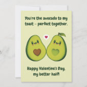 Schattigee Liefde Avocado Happy Funny Valentijnsda Feestdagenkaart (Voorkant)