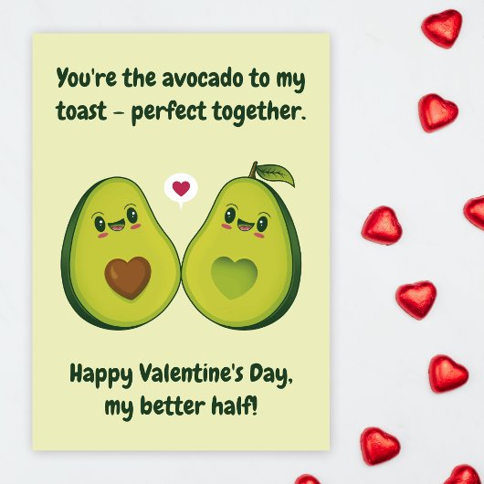 Schattigee Liefde Avocado Happy Funny Valentijnsda Feestdagenkaart
