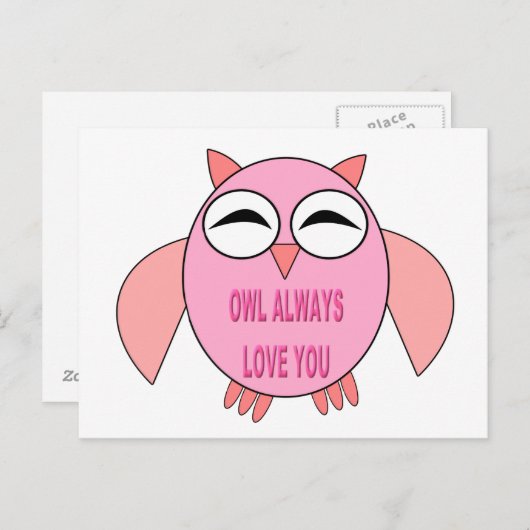 Schattigee Liefde Bericht Uil Briefkaart (Voorkant / Achterkant)