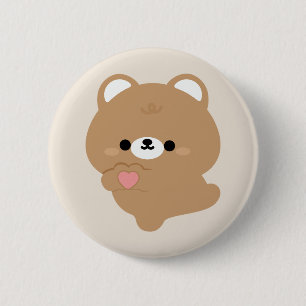 Schattigee liefde bruin Beer Ronde Button 5,7 Cm