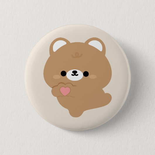 Schattigee liefde bruin Beer Ronde Button 5,7 Cm (Voorkant)