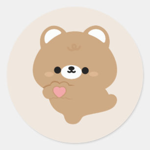 Schattigee liefde bruin Beer Ronde Sticker