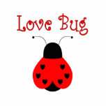 Schattigee liefde bug hart lieveheersbeestje Ornam Fotobeeldje Ornament<br><div class="desc">Kute ladybug met zes zwarte harten op de felrode vleugels. Zegt "Love Bug". Geweldig voor kinderen en liefhebbers van ladybug!</div>
