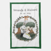 Schattigee Liefde Bunnies | Aangepaste bruiloft Ju Theedoek (Verticaal)