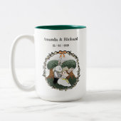 Schattigee Liefde Bunnies | Aangepaste bruiloft Ju Tweekleurige Koffiemok (Links)