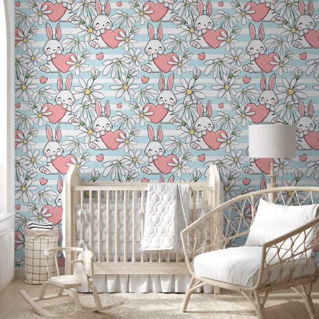 Schattigee Liefde Bunnies Behang (Kinderen)