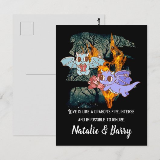 Schattigee Liefde Dragons Valentijn Kaart (Voorkant / Achterkant)