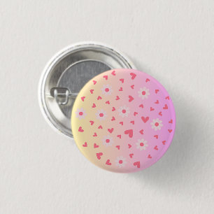 Schattigee liefde en bloemenpatroon ronde button 3,2 cm