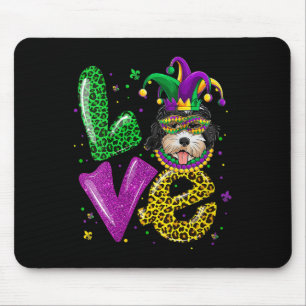 Schattigee liefde Golden Doodle Dog Mask Plaid Leo Muismat
