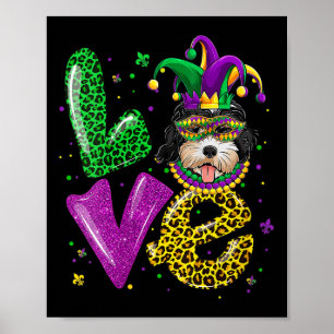 Schattigee liefde Golden Doodle Dog Mask Plaid Leo Poster