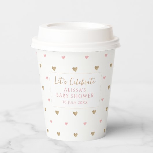 Schattigee liefde hart Baby shower koffie Papieren Bekers (Voorkant)