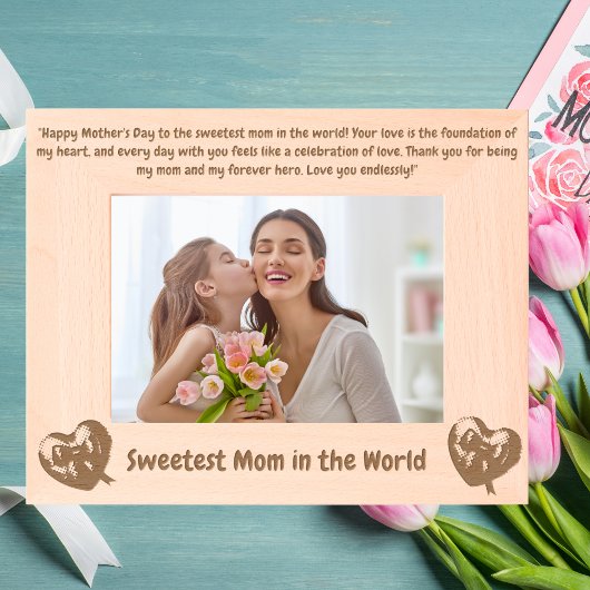 Schattigee Liefde Hart Bericht Moederdag Gift Hout Gegraveerde Lijstjes