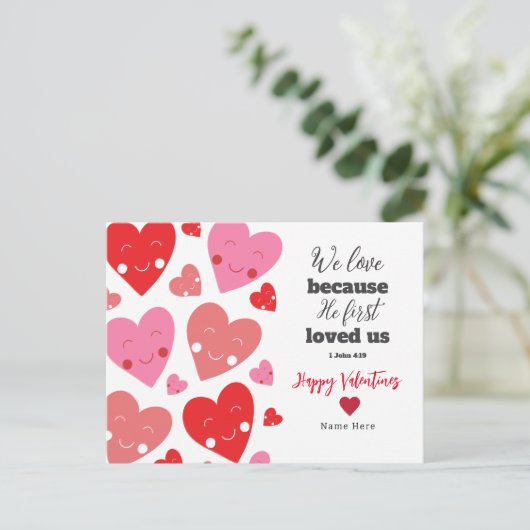Schattigee Liefde Hart Bijbel Valentijns Briefkaart (Staand voorkant)