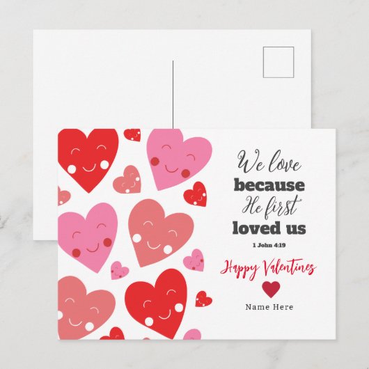 Schattigee Liefde Hart Bijbel Valentijns Briefkaart (Voorkant / Achterkant)