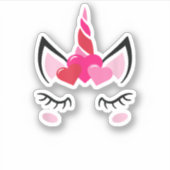 Schattigee Liefde Hart Eenhoorn Valentijnsdag Top  Sticker (Voorkant)