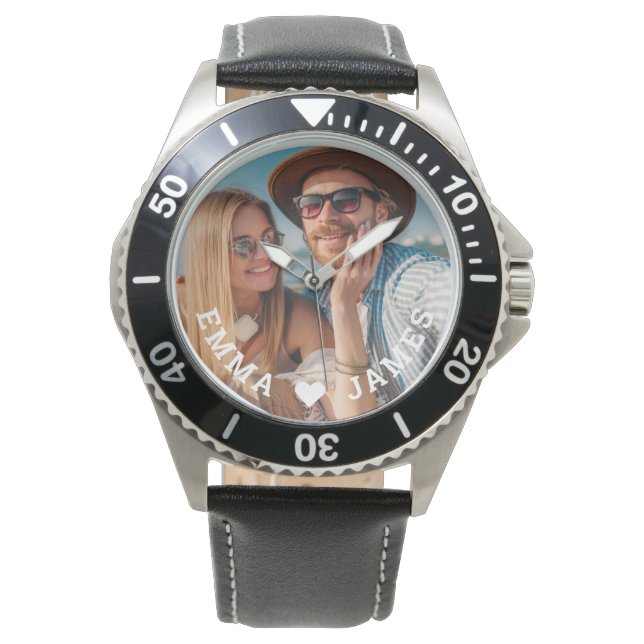 Schattigee liefde hart foto koppels gepersonalisee horloge (Voorkant)